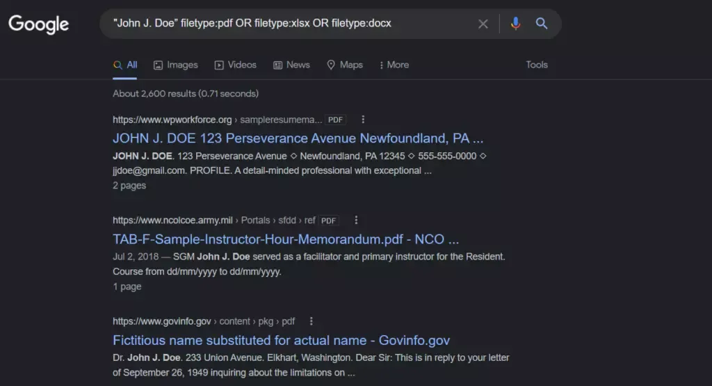 Useful Google Dorks for personal investigations