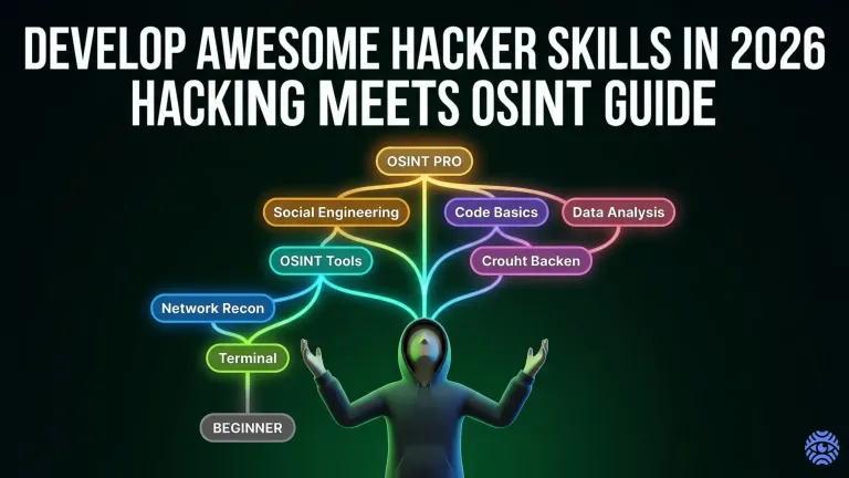 Hacker skills and OSINT tools on a computer screen