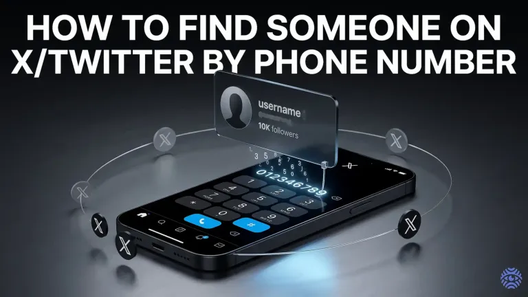 Smartphone displaying the X/Twitter app next to a contact list illustrating phone number lookup for finding a Twitter account