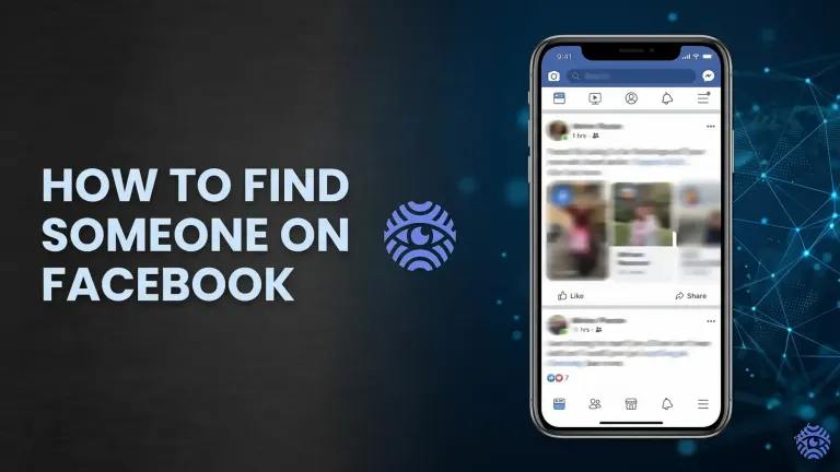 Illustration showing how to search for a person on Facebook using name, location, and filters