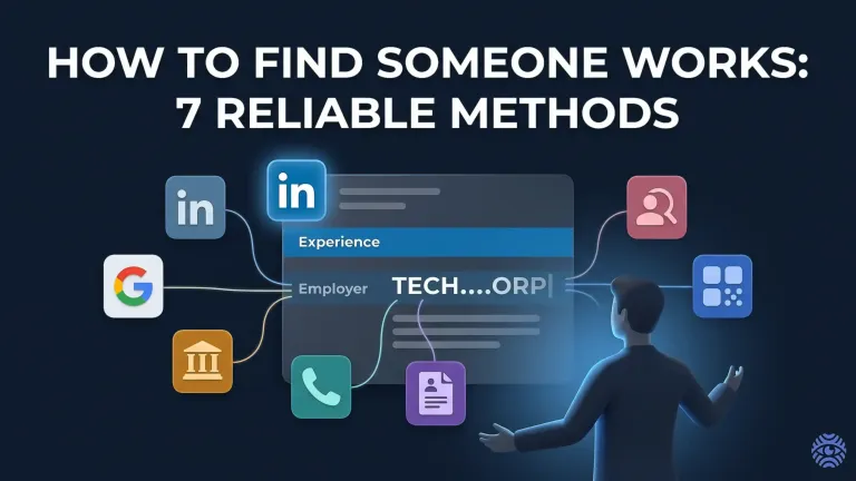 Visual guide showing methods to find someone's social media profiles by name, email, or phone
