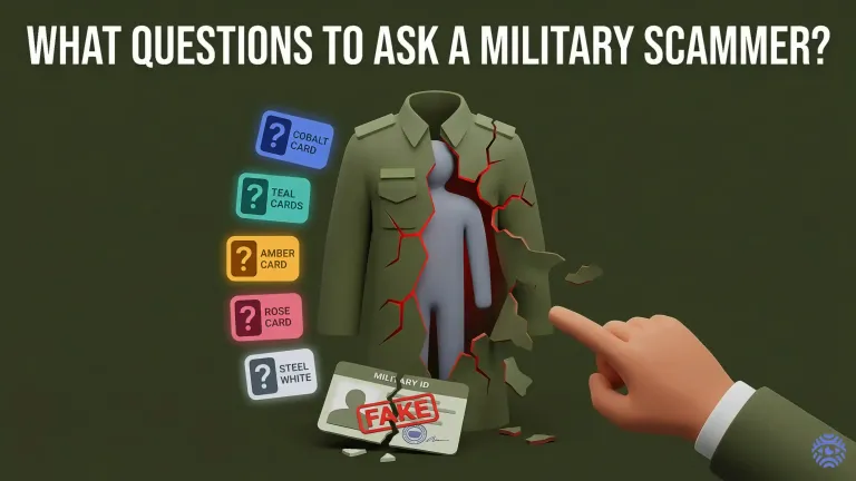 Questions to ask a military scammer protection illustration