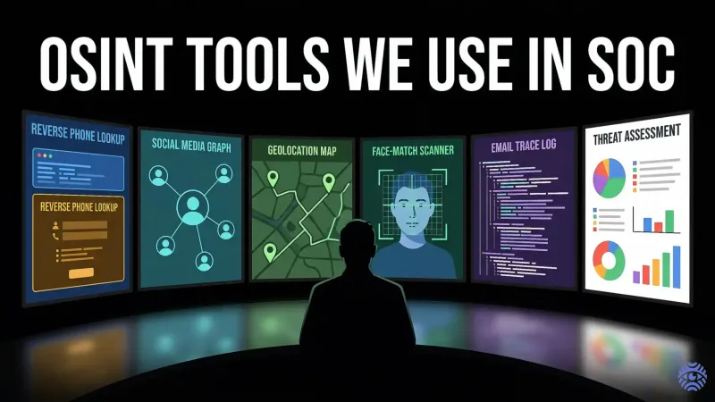 OSINT tools used in Security Operations Center illustration