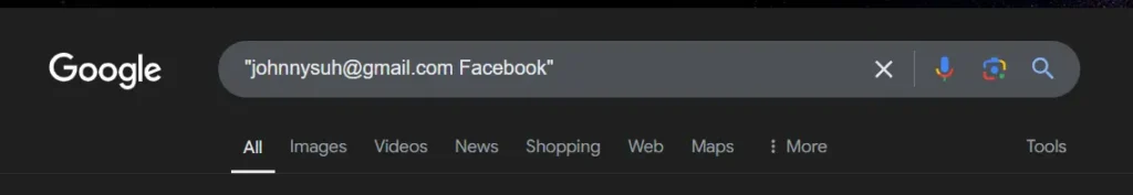 Google email Facebook lookup