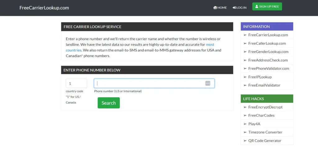 FreeCarrierLookup phone number