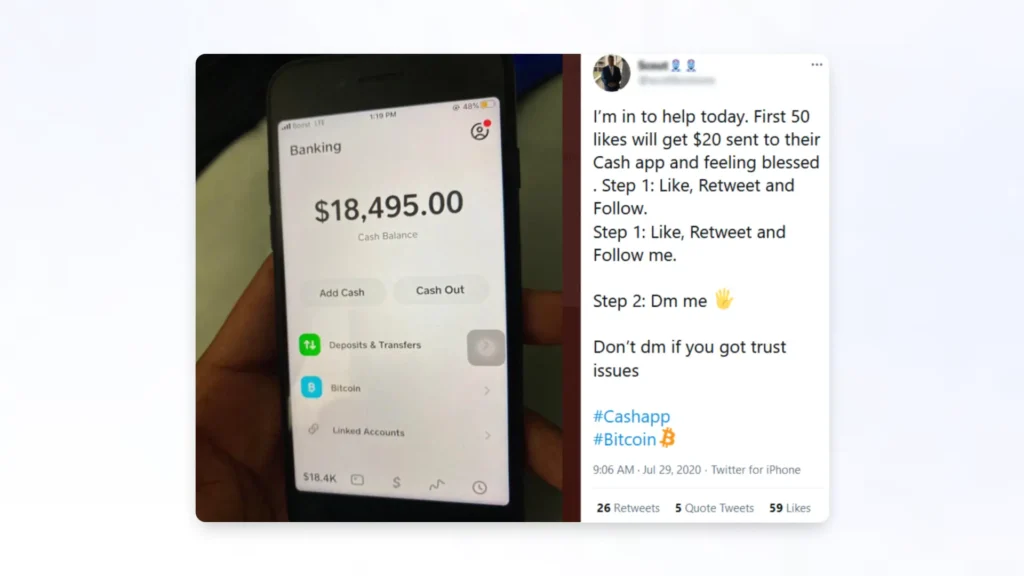giveaway Cash App scam